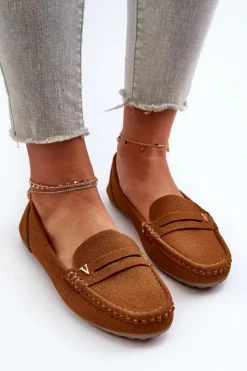 Sale Boto Klasyczne Mokasyny Damskie Camel Iramarie Brązowy