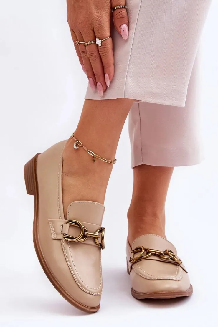 Damskie Boto Klasyczne Mokasyny Damskie Beżowe Lorien