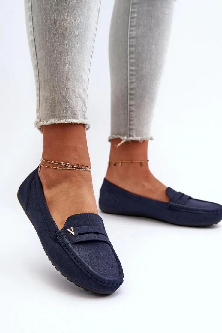 Damskie Boto Klasyczne Mokasyny Damskie Granatowe Iramarie