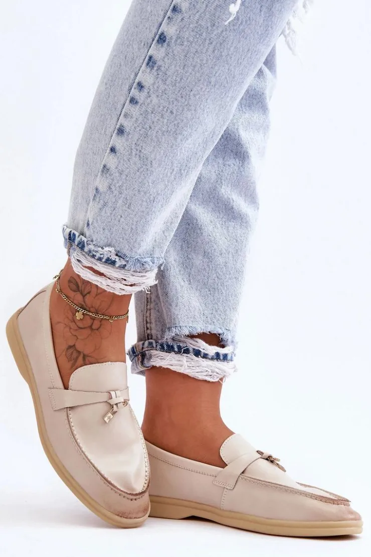 Damskie Boto Klasyczne Mokasyny Damskie Beżowe Cortez