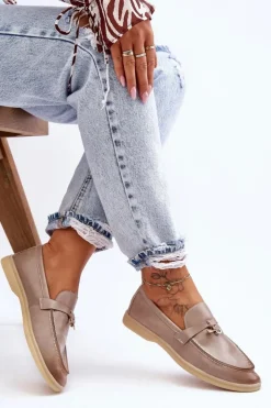 Boto Loafersy Damskie|Mokasyny Płaskie*Klasyczne Mokasyny Damskie Szare Cortez Szary