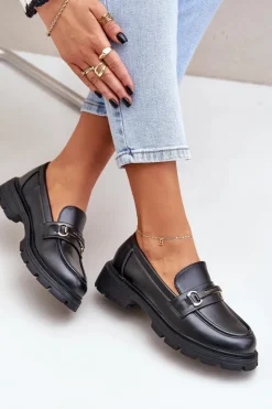 Best Boto Klasyczne Mokasyny Damskie Z Eko Skóry Czarne Savethira