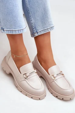 Boto Loafersy Damskie|Mokasyny Płaskie*Klasyczne Mokasyny Damskie Z Eko Skóry Beżowe Savethira