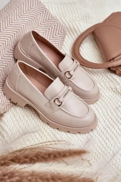 Boto Loafersy Damskie|Mokasyny Płaskie*Klasyczne Mokasyny Damskie Z Eko Skóry Beżowe Savethira