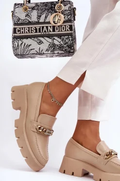 Boto Mokasyny Damskie Skórzane|Mokasyny Na Platformie*Klasyczne Mokasyny Na Masywnej Platformie Beżowe Catch Me!