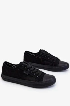 Big Star Shoes Trampki Damskie Big Star|Trampki Damskie Niskie*Klasyczne Niskie Trampki Big Star LL274072 Czarne Czarny