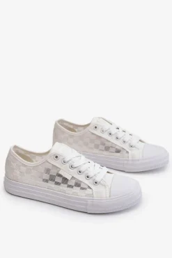 Damskie Big Star Shoes Klasyczne Niskie Trampki Big Star LL274071 Białe