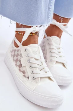 Damskie Big Star Shoes Klasyczne Niskie Trampki Big Star LL274071 Białe