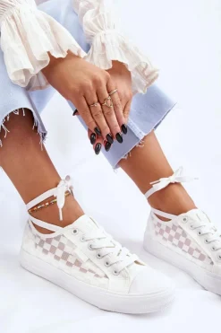 Damskie Big Star Shoes Klasyczne Niskie Trampki Big Star LL274071 Białe