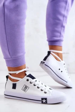 Big Star Shoes Trampki Damskie Big Star|Big Star*Klasyczne Niskie Trampki Big Star JJ274255 Białe Biały