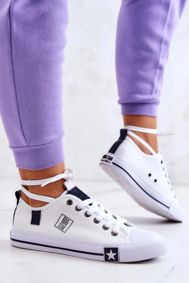 Big Star Shoes Trampki Damskie Big Star|Big Star*Klasyczne Niskie Trampki Big Star JJ274255 Białe Biały