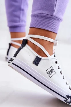 Big Star Shoes Trampki Damskie Big Star|Big Star*Klasyczne Niskie Trampki Big Star JJ274255 Białe Biały