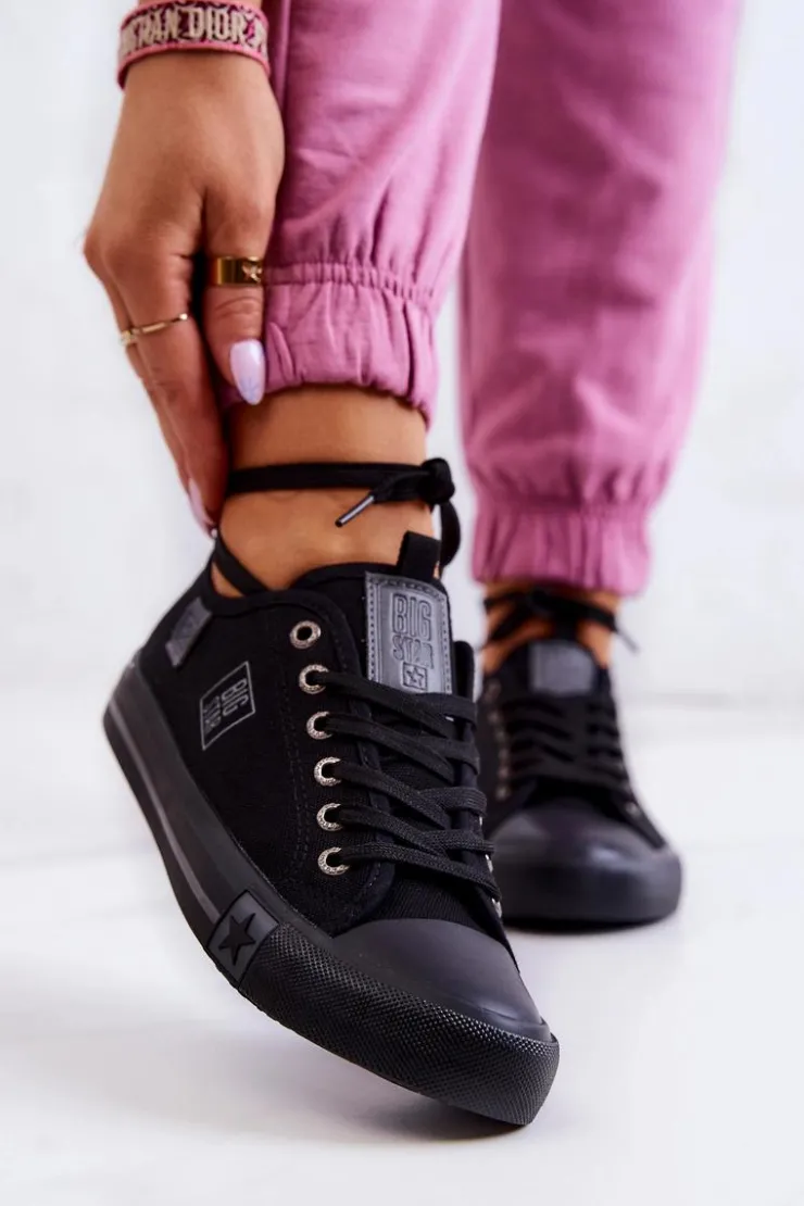 Damskie Big Star Shoes Klasyczne Niskie Trampki Big Star JJ274257 Czarne