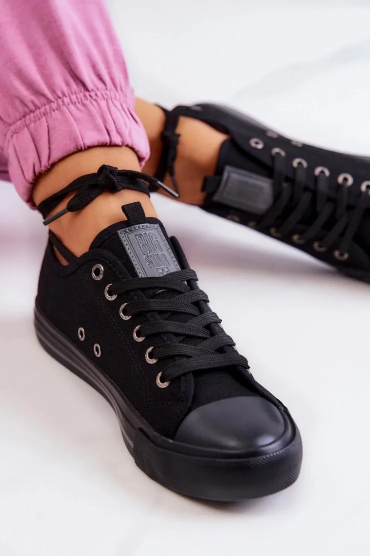 Damskie Big Star Shoes Klasyczne Niskie Trampki Big Star JJ274257 Czarne