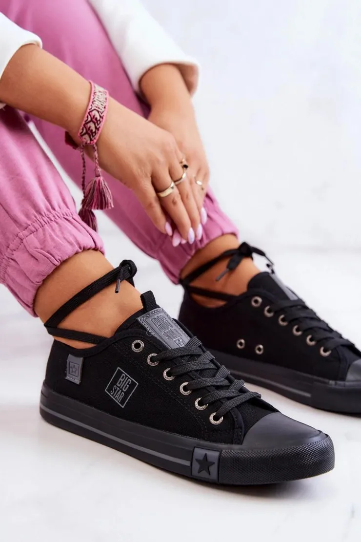 Damskie Big Star Shoes Klasyczne Niskie Trampki Big Star JJ274257 Czarne
