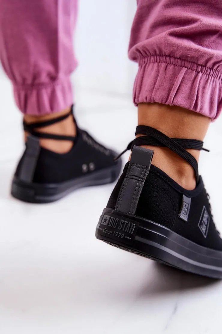 Damskie Big Star Shoes Klasyczne Niskie Trampki Big Star JJ274257 Czarne