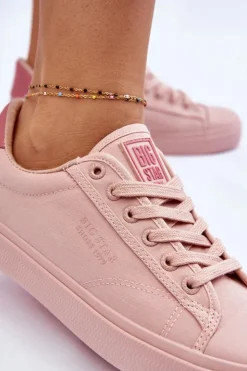 Damskie Big Star Shoes Klasyczne Niskie Trampki Big Star LL274095 Jasnoróżowe