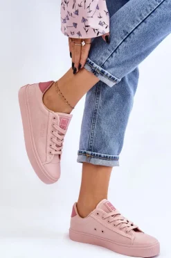 Damskie Big Star Shoes Klasyczne Niskie Trampki Big Star LL274095 Jasnoróżowe