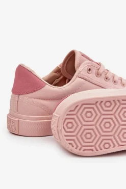Damskie Big Star Shoes Klasyczne Niskie Trampki Big Star LL274095 Jasnoróżowe