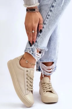 Best Big Star Shoes Klasyczne Niskie Trampki Big Star LL274094 Beżowe