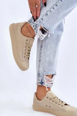 Best Big Star Shoes Klasyczne Niskie Trampki Big Star LL274094 Beżowe