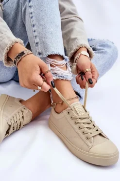 Best Big Star Shoes Klasyczne Niskie Trampki Big Star LL274094 Beżowe