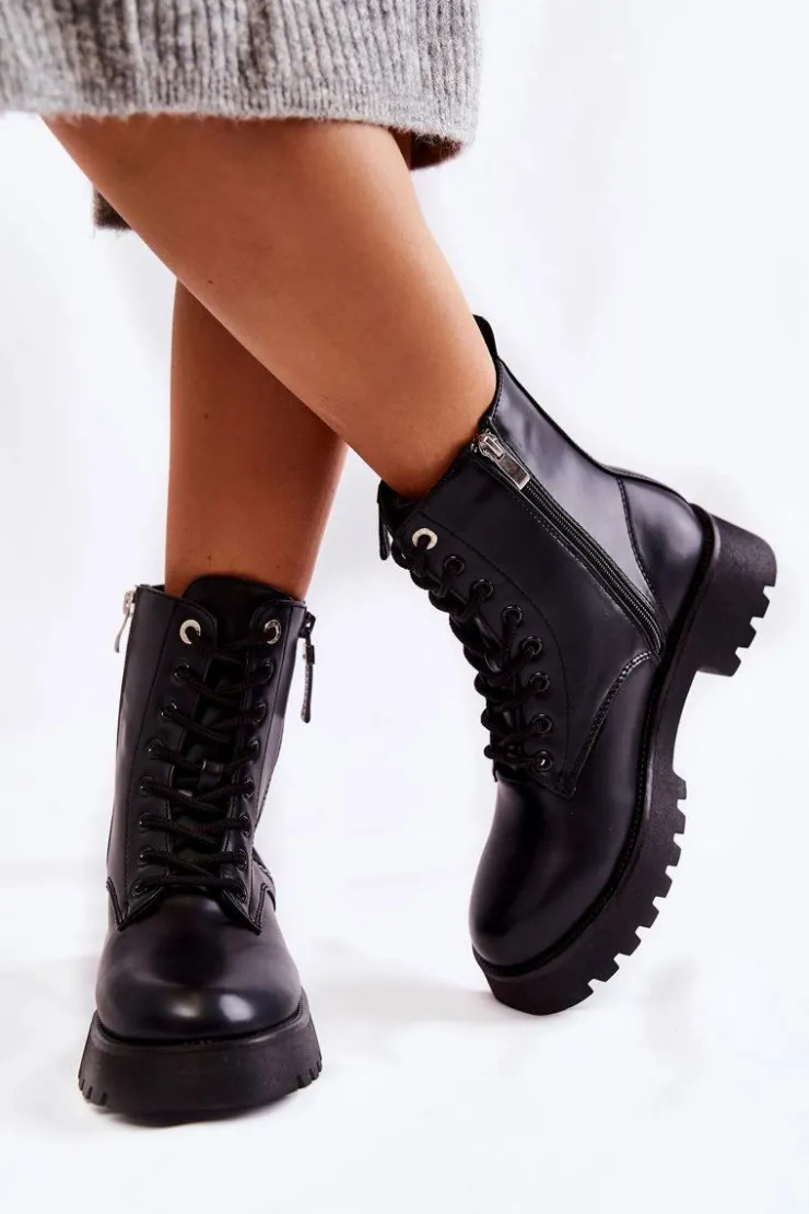 Sale Boto Klasyczne Ocieplane Botki Czarne Romy