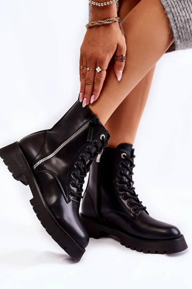 Sale Boto Klasyczne Ocieplane Botki Czarne Romy