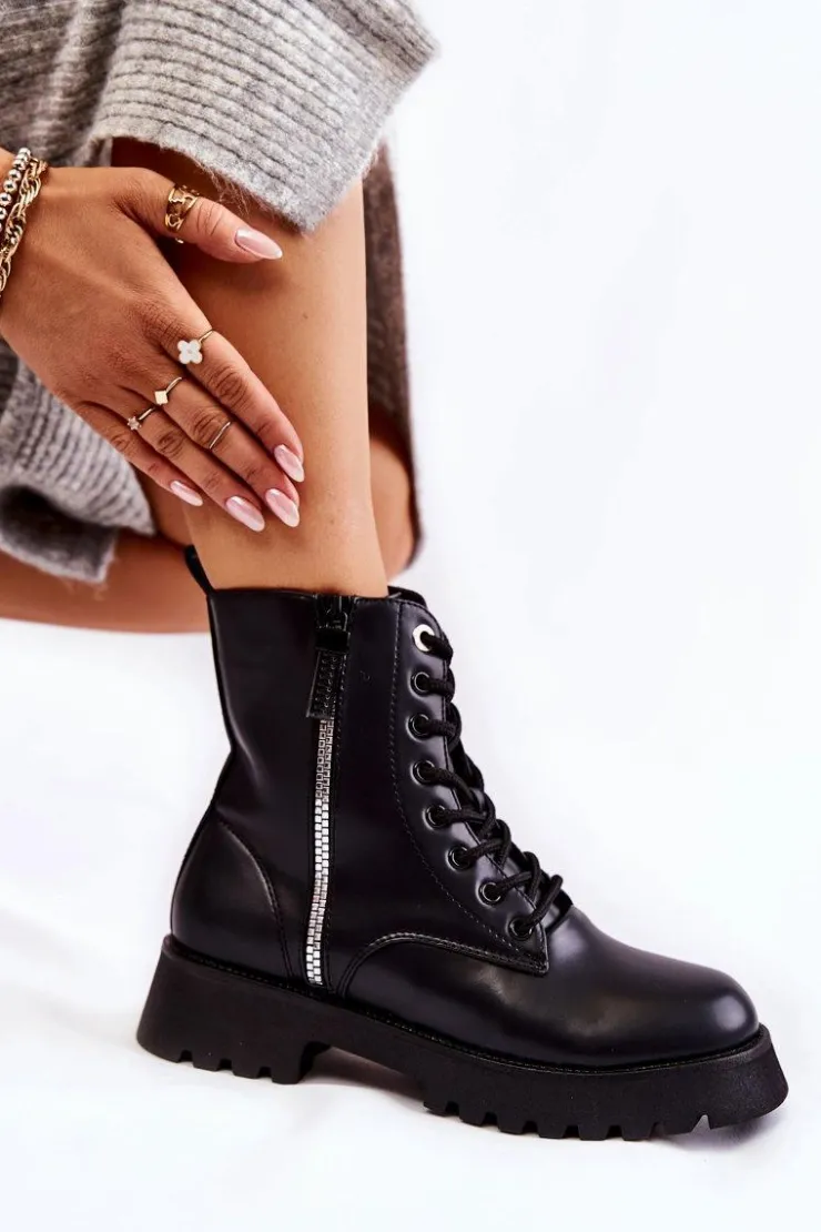 Sale Boto Klasyczne Ocieplane Botki Czarne Romy