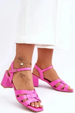 Boto Klasyczne Sandałki Na Obcasie Różowe Misty