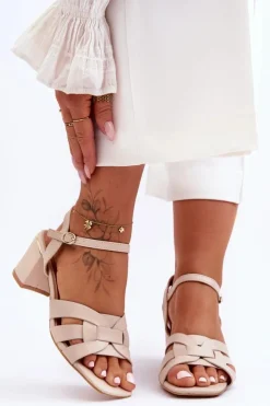 Boto Sandały Na Obcasie*Klasyczne Sandałki Na Obcasie Beżowe Misty