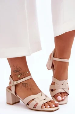 Boto Sandały Na Obcasie*Klasyczne Sandałki Na Obcasie Beżowe Misty