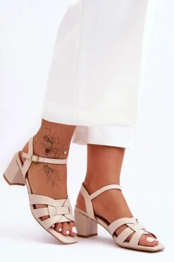 Boto Sandały Na Obcasie*Klasyczne Sandałki Na Obcasie Beżowe Misty