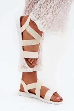 Best Boto Klasyczne Sandały Damskie Wsuwane Jasnobeżowe Norina