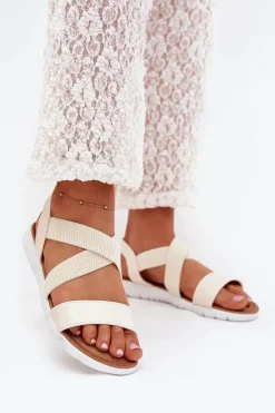 Best Boto Klasyczne Sandały Damskie Wsuwane Jasnobeżowe Norina