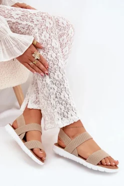 Boto Sandały Płaskie*Klasyczne Sandały Damskie Wsuwane Beżowe Felira