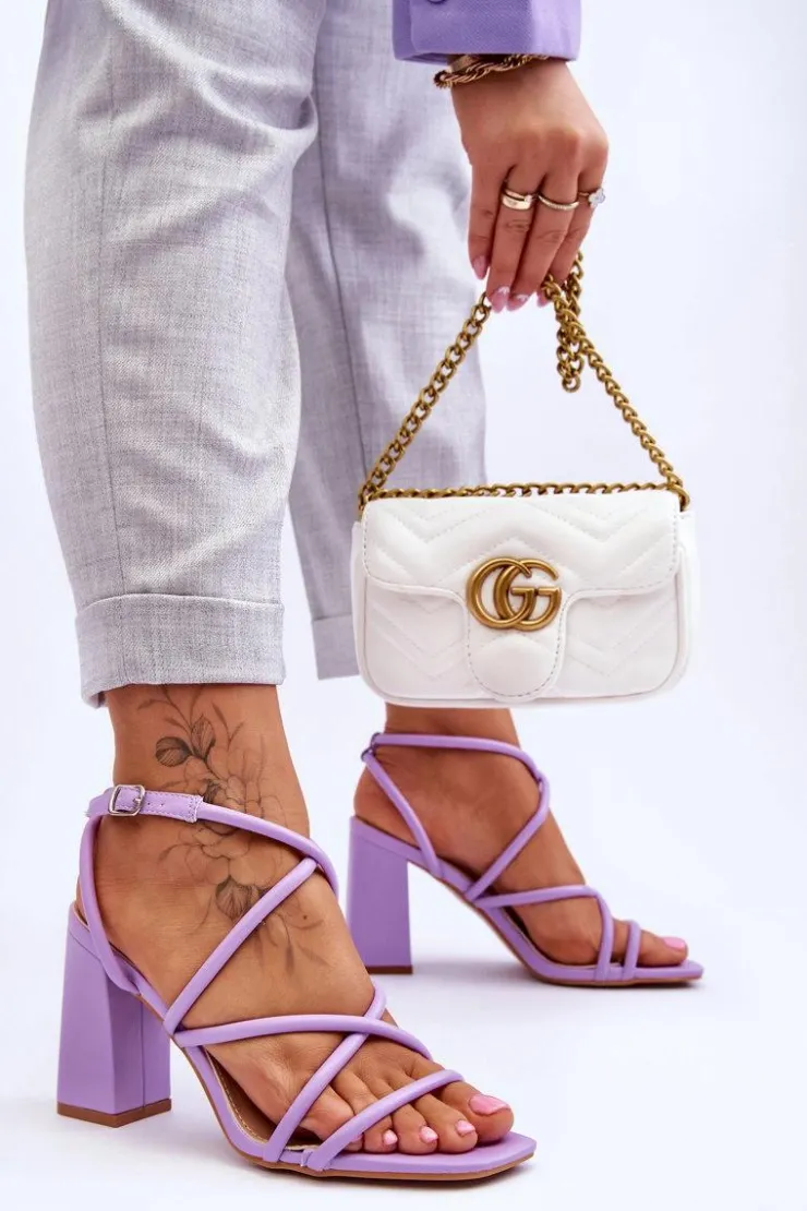 Damskie Boto Klasyczne Sandały Na Obcasie Fioletowe Lucetta