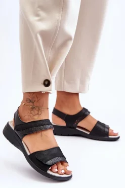 Best Damskie buty S.Barski Klasyczne Sandały Na Rzep S.Barski 97575 Czarne