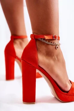 New Boto Klasyczne Sandały Na Wysokim Obcasie Pomarańczowe Baleira