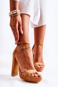 Boto Sandały Na Obcasie*Klasyczne Sandały Na Wysokim Obcasie Camel Baleira