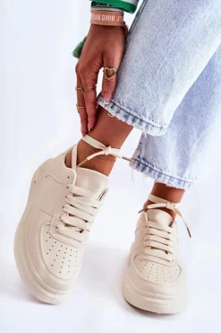 Boto Sneakersy Damskie*Klasyczne Skórzane Buty Sportowe Beżowe Jennys