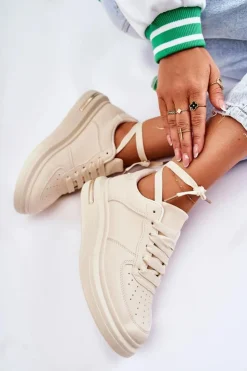 Boto Sneakersy Damskie*Klasyczne Skórzane Buty Sportowe Beżowe Jennys