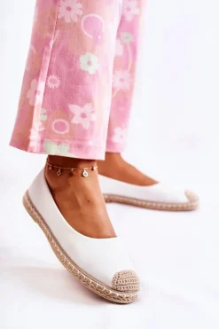 Boto Czarne Espadryle*Klasyczne Skórzane Damskie Espadryle Białe Calabria