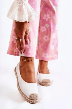 Boto Czarne Espadryle*Klasyczne Skórzane Damskie Espadryle Białe Calabria