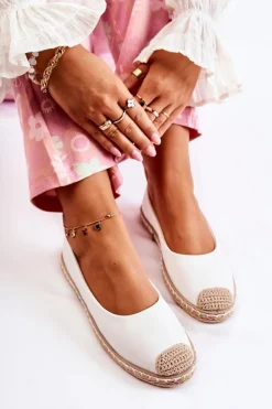 Boto Czarne Espadryle*Klasyczne Skórzane Damskie Espadryle Białe Calabria