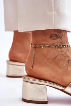 Boto Klapki Na Obcasie|Klapki Damskie Klasyczne*Klasyczne Skórzane Klapki Na Niskim Obcasie Złote Miley