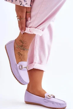 Boto Mokasyny Damskie Zamszowe*Klasyczne Skórzane Mokasyny Fioletowe Verona