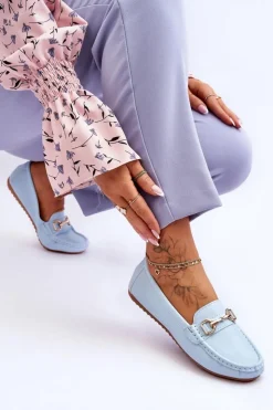 Clearance Boto Klasyczne Skórzane Mokasyny Jasnoniebieskie Verona