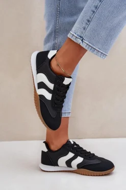 Boto Sneakersy Damskie*Klasyczne Sneakersy Damskie Z Eko Skóry Czarne Maretina