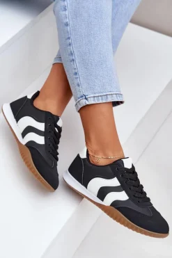 Boto Sneakersy Damskie*Klasyczne Sneakersy Damskie Z Eko Skóry Czarne Maretina